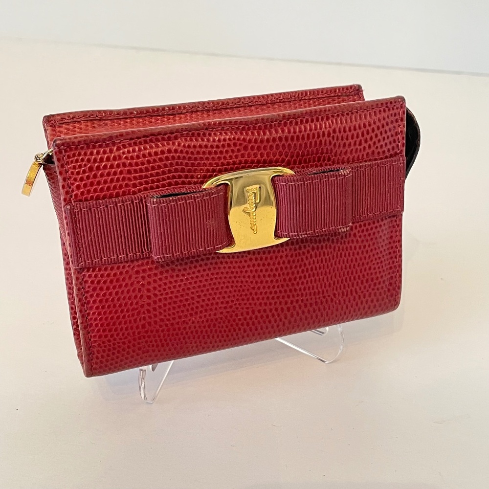 Salvatore Ferragamo Vara Bow Leather Mini Bag Coin Case Wallet Mini Bag